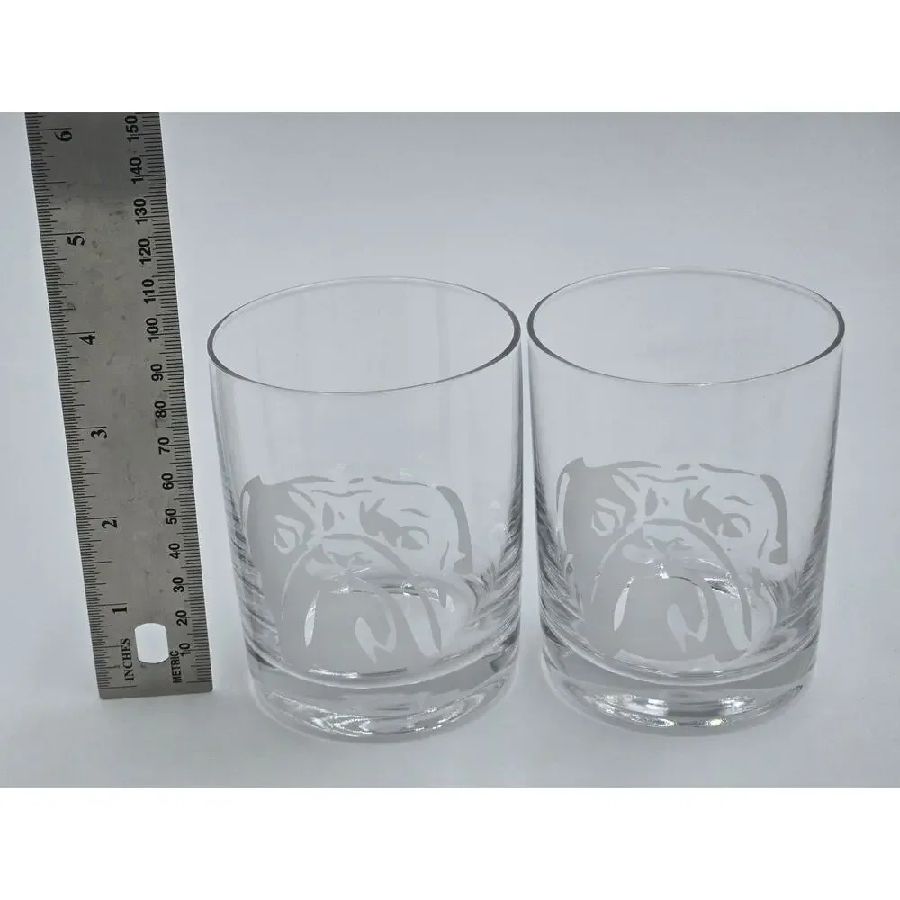 Williams Sonoma English Bulldog Rocks Glasses Set Of 2